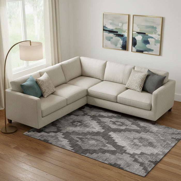 10' X 14' Washable Area Rug With UV Protection (707227) - Gray / Silver