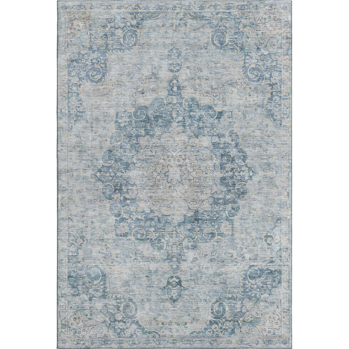 10' X 14' Floral Washable Area Rug With UV Protection (692292) - Blue / Ivory