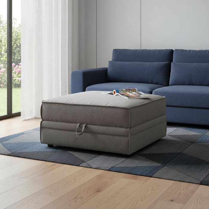 Velvet Storage Ottoman - Gray