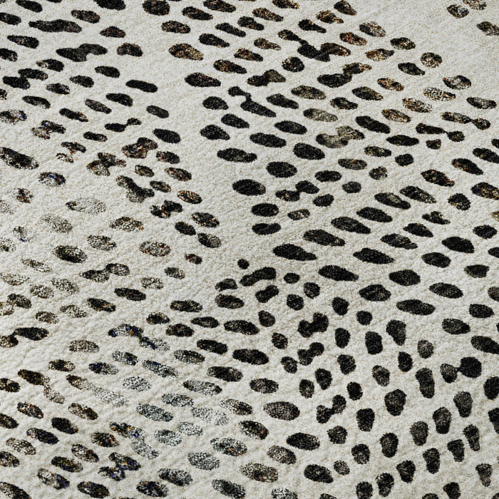 10' X 14' Diamond Washable Area Rug With UV Protection (650584) - Ivory / Charcoal