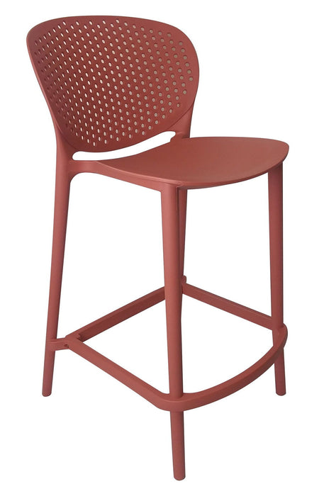 26" Contemporary Heavy Duty Plastic Low Back Counter Height Bar Chairs (Set of 4) - Orange