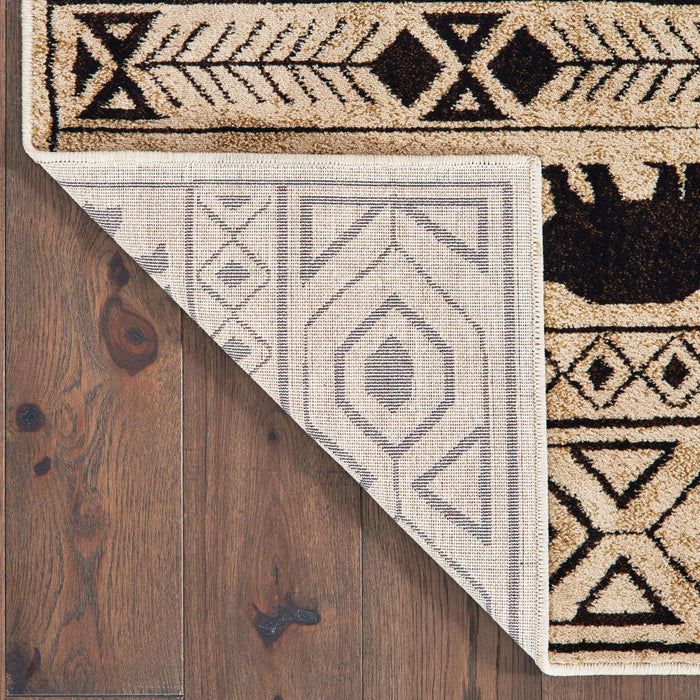 10' x 13' Southwestern Power Loom Stain Resistant Area Rug - Ivory And Black