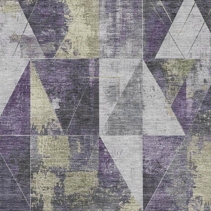 10' X 14' Geometric Washable Area Rug With UV Protection (706993) - Purple / Beige