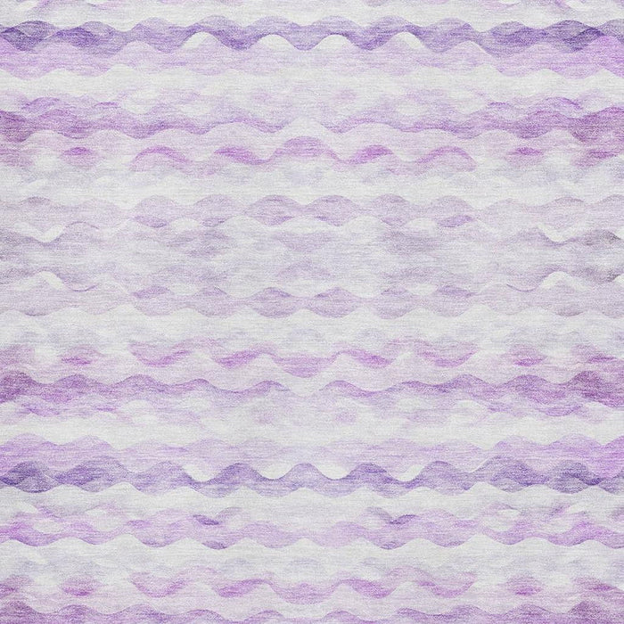 10' X 14' Geometric Washable Area Rug With UV Protection - Purple / Ivory
