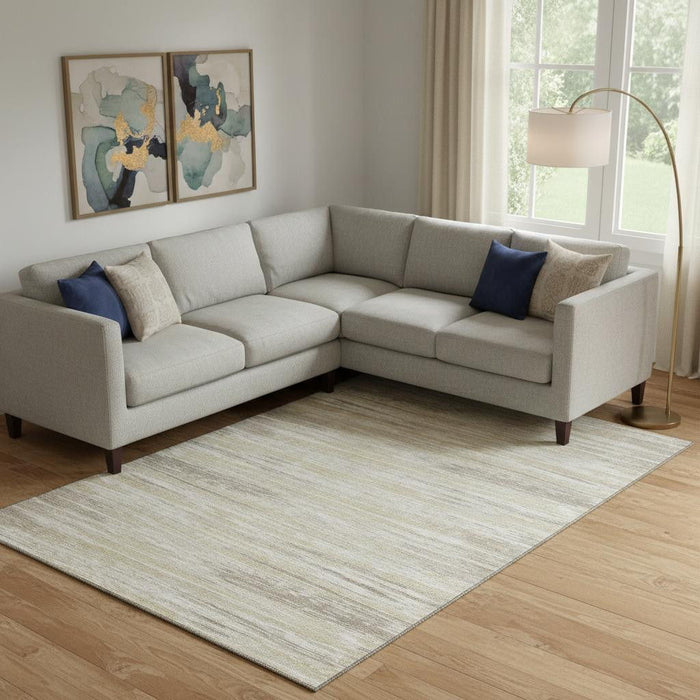 10' X 14' Striped Washable Area Rug With UV Protection (671192) - Beige / Ivory