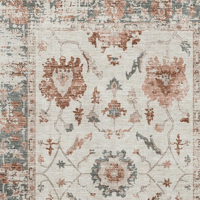10' X 14' Oriental Washable Area Rug With UV Protection (709884) - Linen / Ivory / Salmon