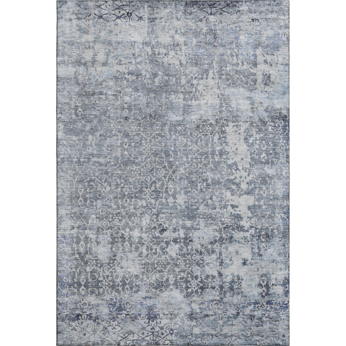 10' X 14' Oriental Washable Area Rug With UV Protection (700199) - Denim Blue / Ivory