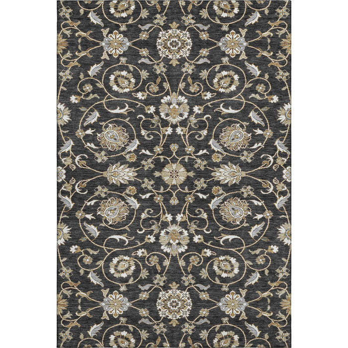 10' X 14' Moroccan Washable Area Rug With UV Protection (686801) - Black / Ivory / Gray