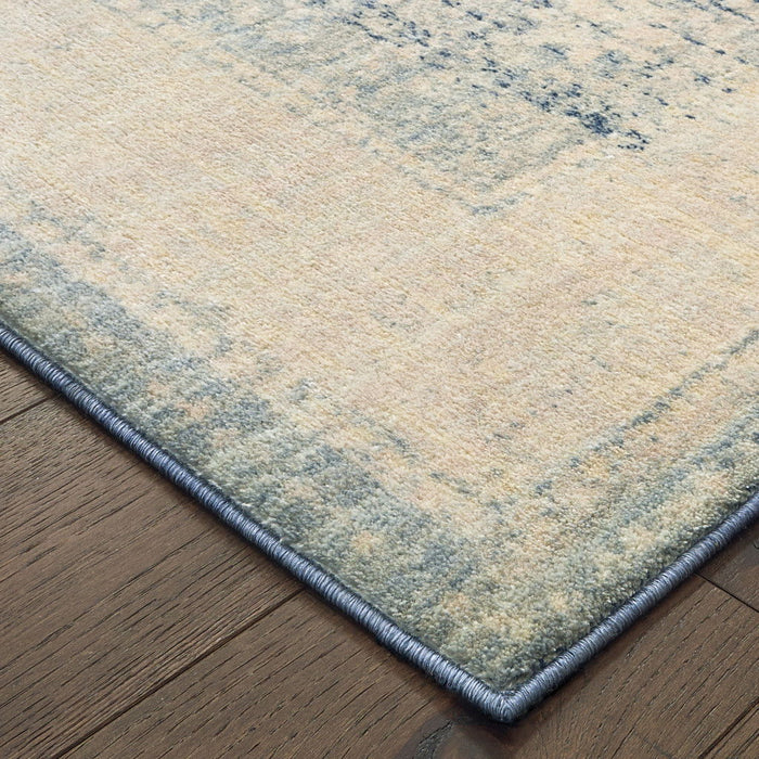 9.8' x 12.8' Oriental Power Loom Stain Resistant Area Rug - Ivory And Blue