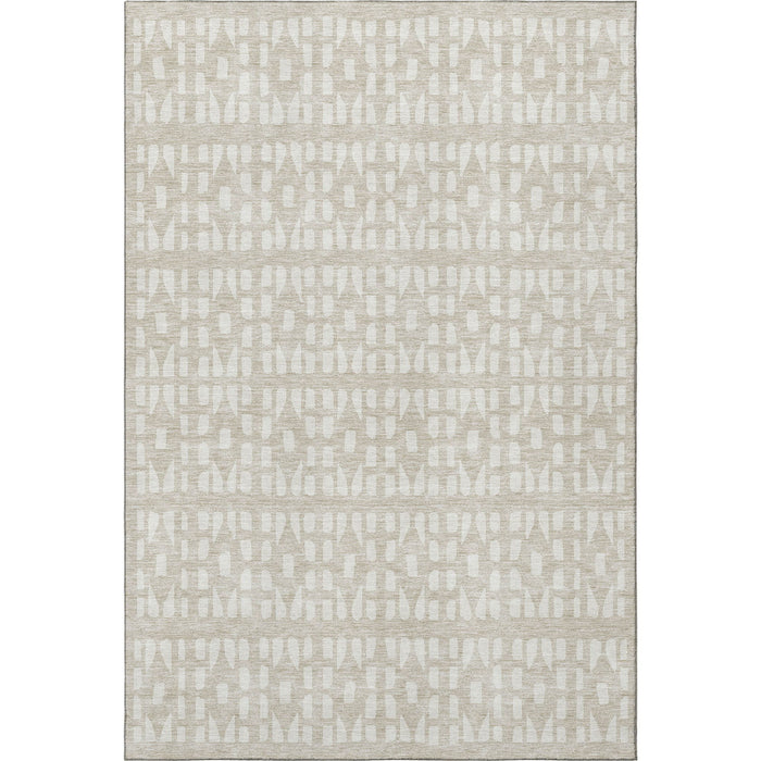 10' X 14' Geometric Washable Area Rug With UV Protection (676248) - Beige / Ivory