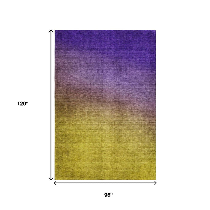 8' X 10' Ombre Washable Area Rug With UV Protection (650402) - Purple / Blue / Gold