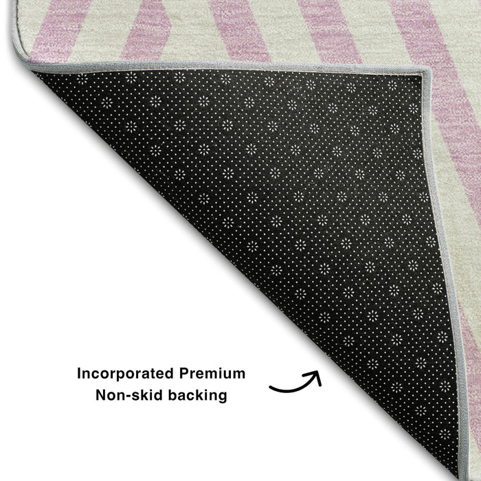 10' X 14' Geometric Washable Area Rug With UV Protection (648586) - Pink / Ivory