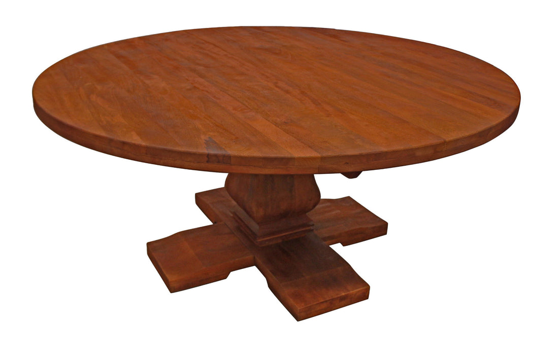 70" Rounded Solid Wood Dining Table - Brown