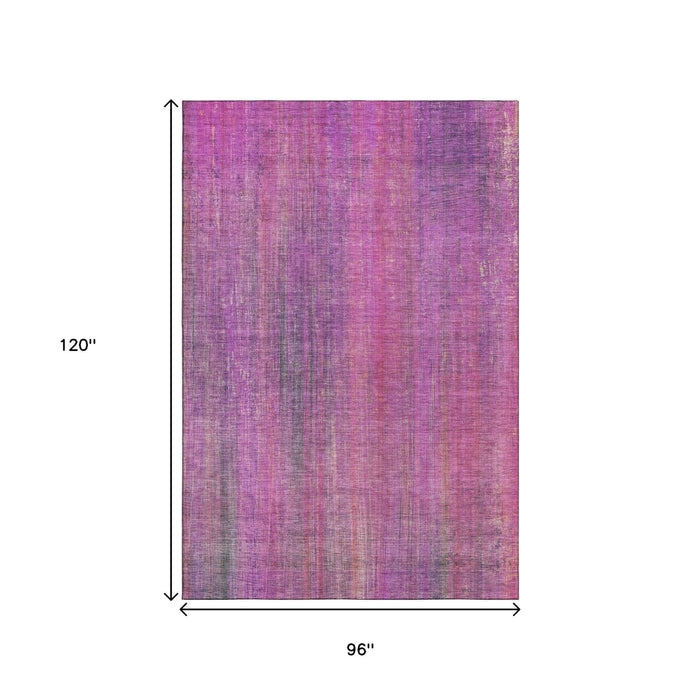 8' X 10' Striped Washable Area Rug With UV Protection (648746) - Lilac / Blush