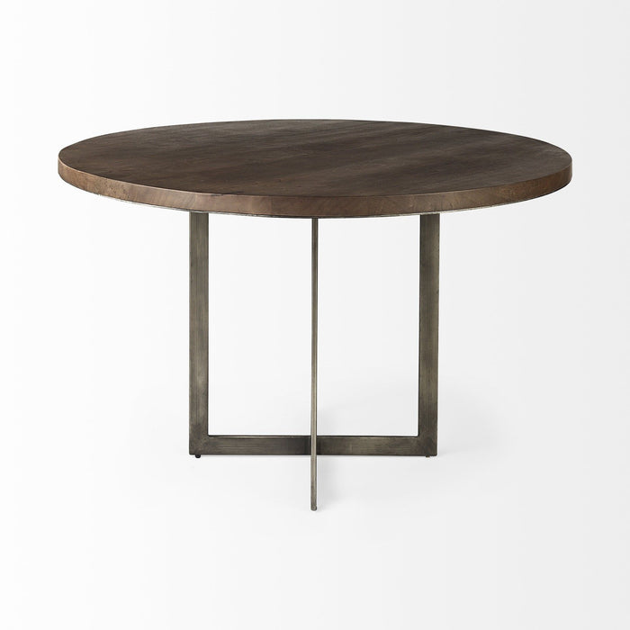 48" Sled Base Dining Table - Brown / Black