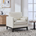 Giga wide modern farmhouse performance armchair with wood legs, featuring a stylish fabric upholstered seat and sturdy wooden base.
