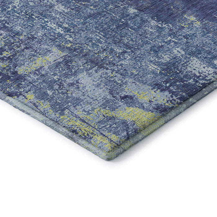 10' X 14' Abstract Washable Area Rug With UV Protection (693390) - Navy Blue / Lime Green