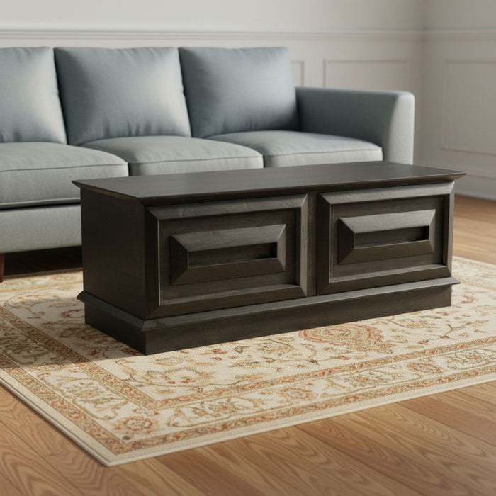 Solid Wood Storage Ottoman - Dark Brown