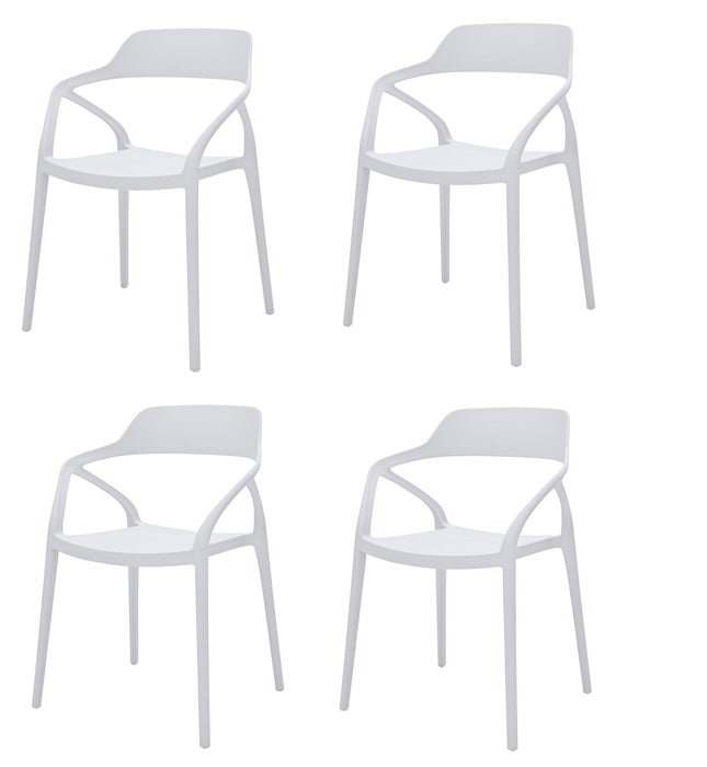 Open Back Dining Arm Chairs Heavy Duty Plastic (Set of 4) - White
