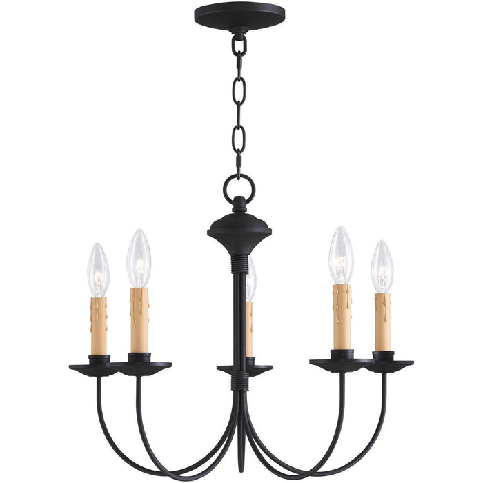 Five Light Dimmable Chandelier With Shades - Black