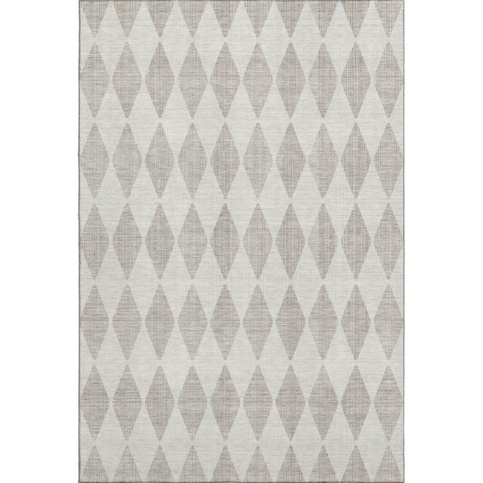 10' X 14' Diamond Washable Area Rug With UV Protection (650020) - Beige / Ivory