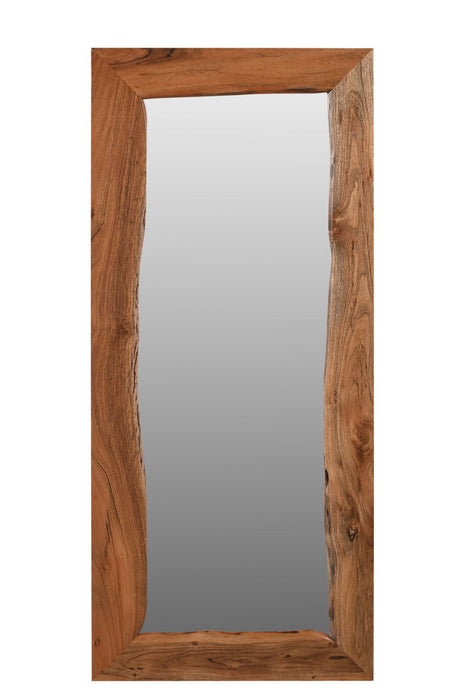 32" Live Edge Solid Full Length Hanging Mirror - Brown