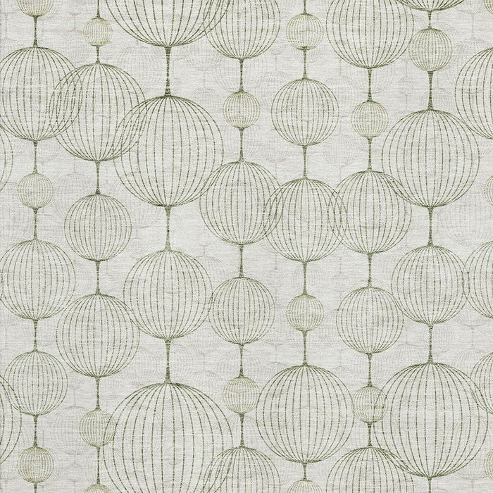 8' X 10' Geometric Washable Area Rug Polyester With UV Protection - Green And Beige