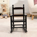 Giga children's indoor/outdoor rocking chair, durable kids' rocker with a sturdy wooden frame and colorful cushioned seat.
