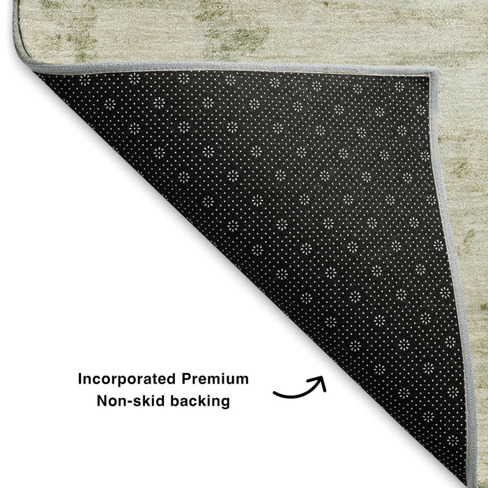 10' X 14' Abstract Washable Area Rug With UV Protection (699160) - Linen / Beige