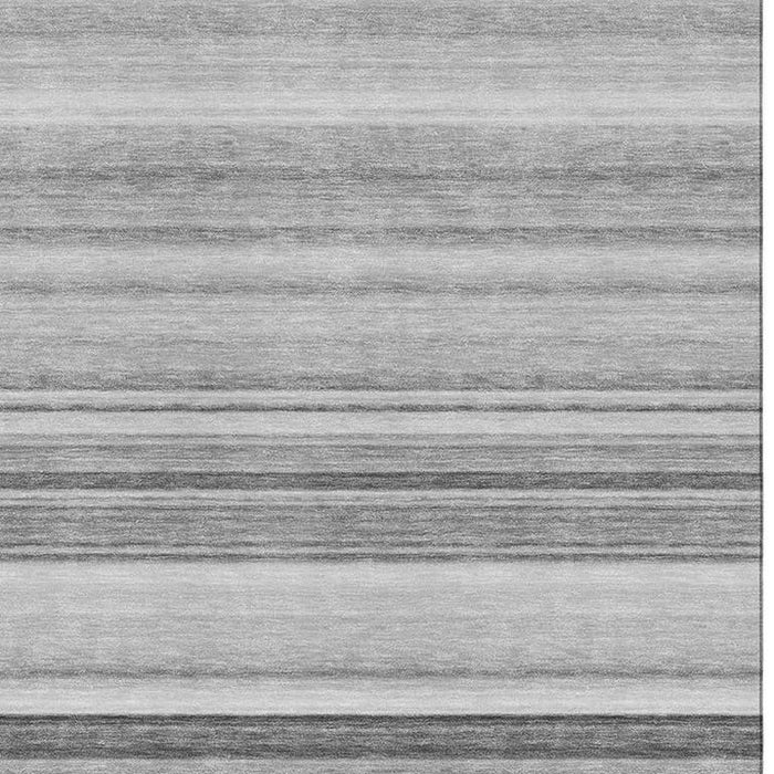 10' X 14' Striped Washable Area Rug With UV Protection (647710) - Gray / Ivory