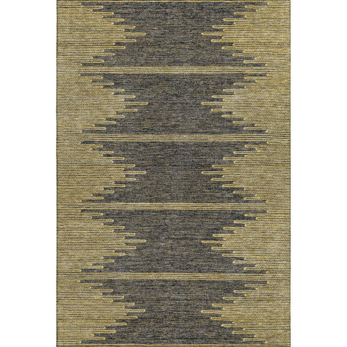 10' X 14' Abstract Washable Area Rug With UV Protection (653701) - Graphite / Gold