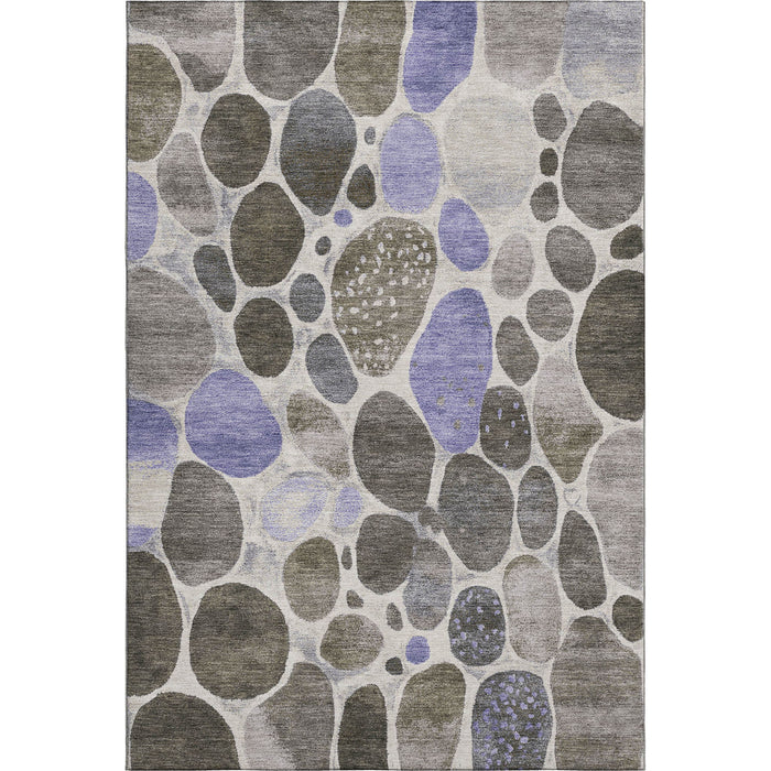 10' X 14' Geometric Washable Area Rug With UV Protection (710358) - Chocolate / Ivory / Lavender