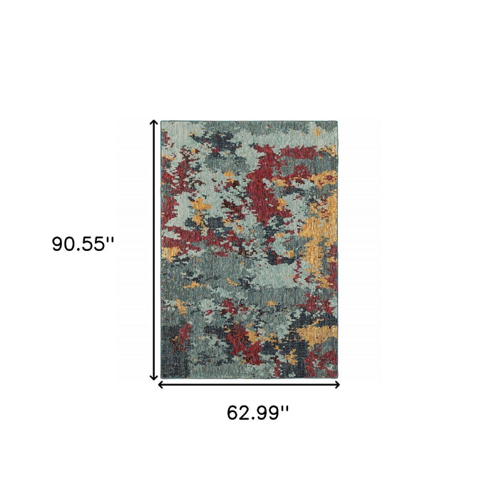 5.3' x 7.6' Abstract Power Loom Area Rug - Blue