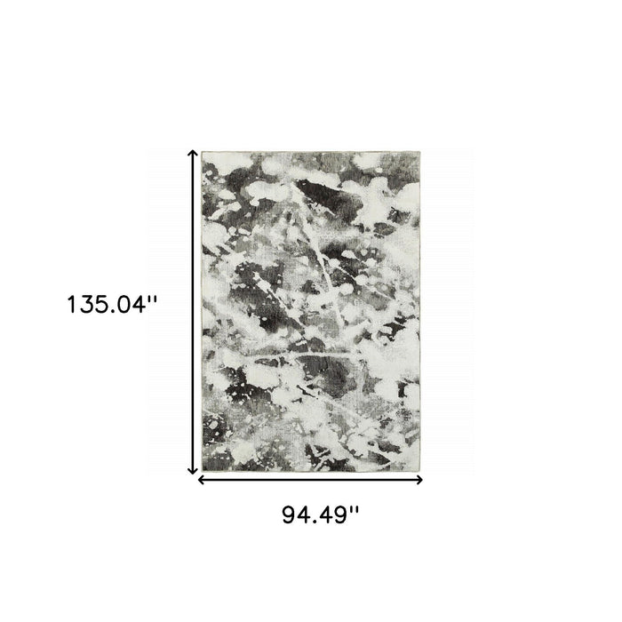 8' x 11' Abstract Power Loom Area Rug - Gray And White