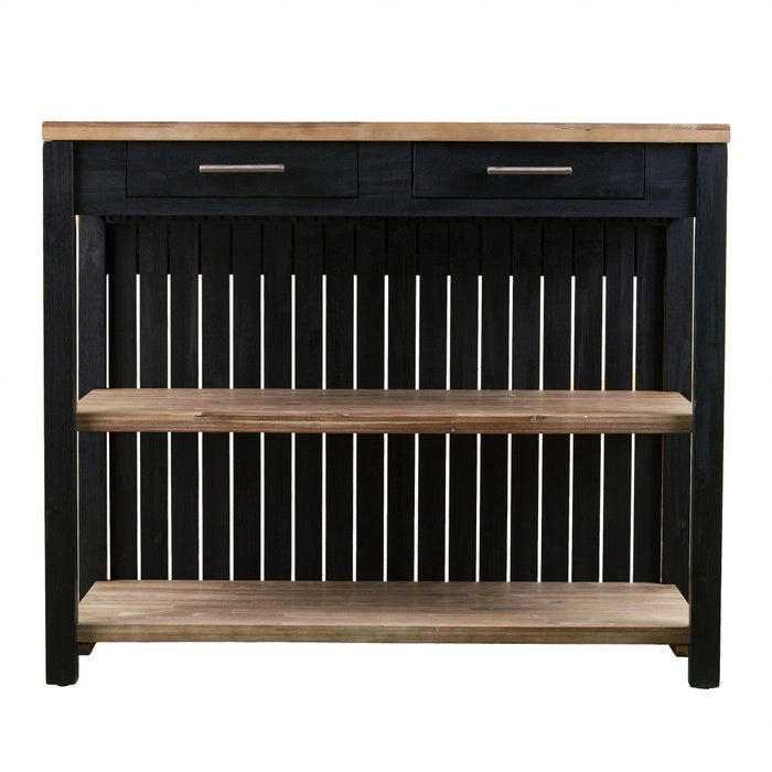44" Kitchen Island With Storage - Natural / Black