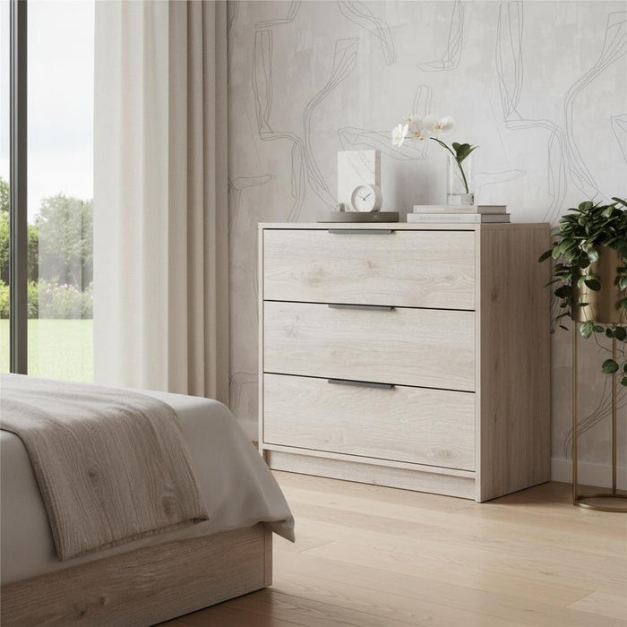Wood Three Drawer Dresser - Light Gray