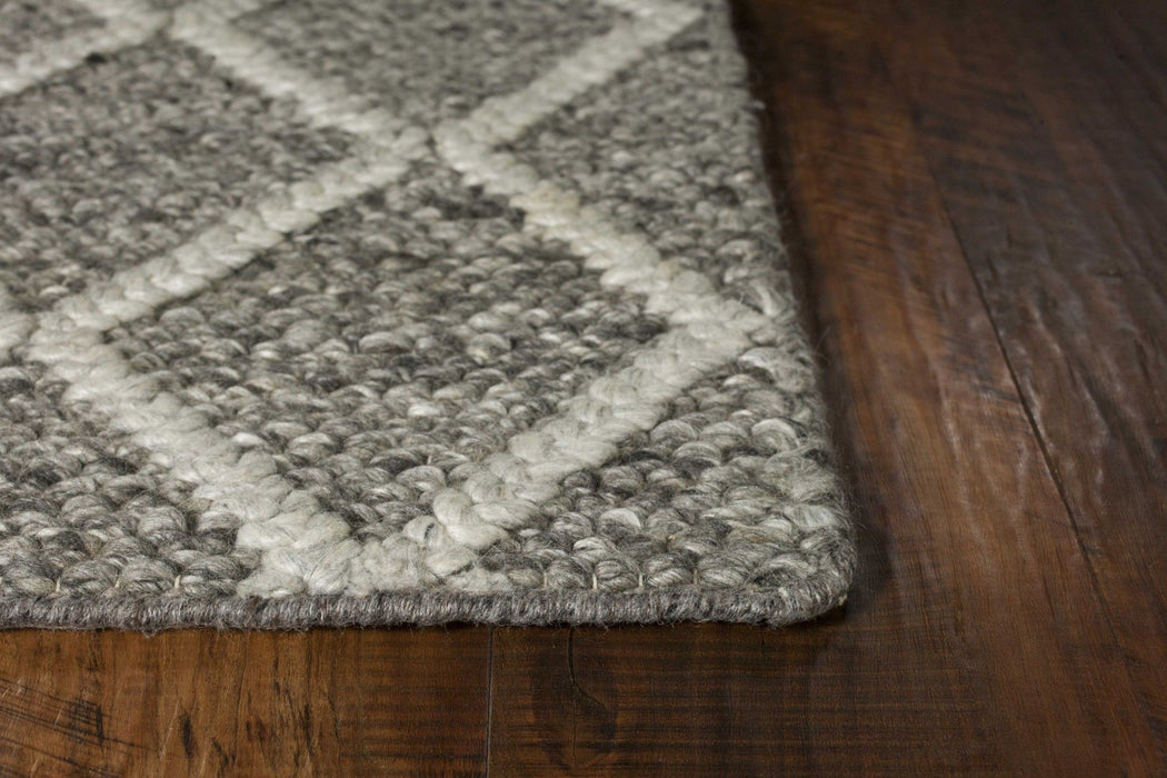 5' x 7' Wool Diamond Hand Woven Berber Area Rug - Dark Gray And Ivory