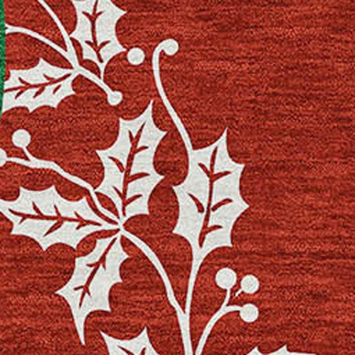 10' X 14' Christmas Washable Area Rug With UV Protection (646439) - Green / Ivory / Ruby Red