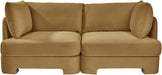 Meridian Furniture Hammond velvet performance fabric upholstered 2-piece loveseat sectional with plush cushions and modern design.