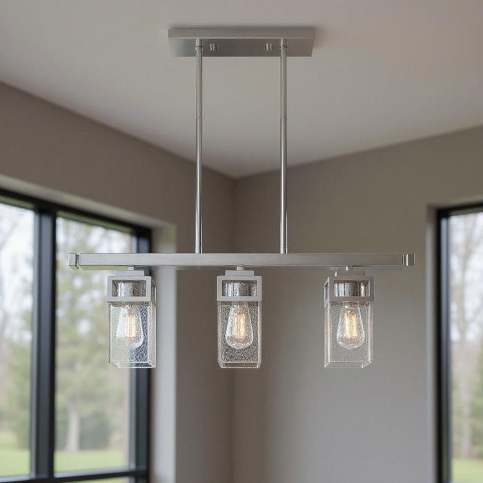 10" Three Light Dimmable Chandelier With Shades - Silver