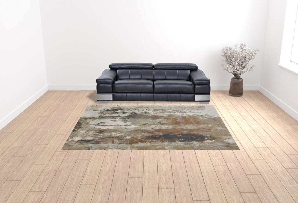 9' x 12' Abstract Power Loom Area Rug - Orange Purple And Green