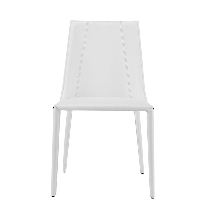 Upholstered Leather Dining Side Chair - White