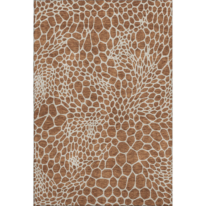 10' X 14' Geometric Washable Area Rug With UV Protection (673085) - Rust / Ivory