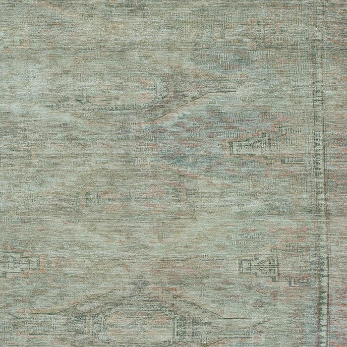 10' X 14' Abstract Geometric Washable Area Rug With UV Protection (695414) - Teal / Sage / Copper