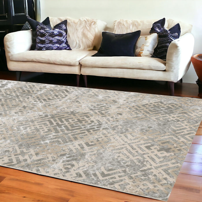 6' x 9' Polyester Area Rug - Sand Silver