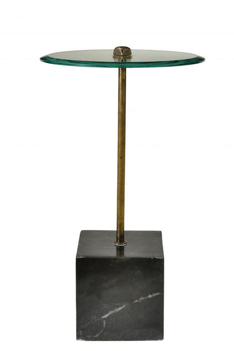 22" Glass Round End Table - Black And Clear