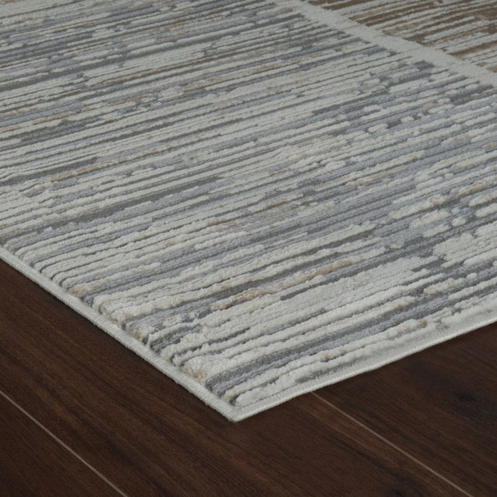 8' x 11' Abstract Distressed Polypropylene Area Rug - Beige And Brown