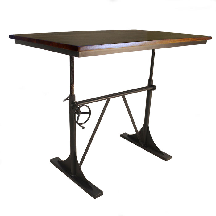 48" Solid Wood And Iron Trestle Base Dining Table - Brown