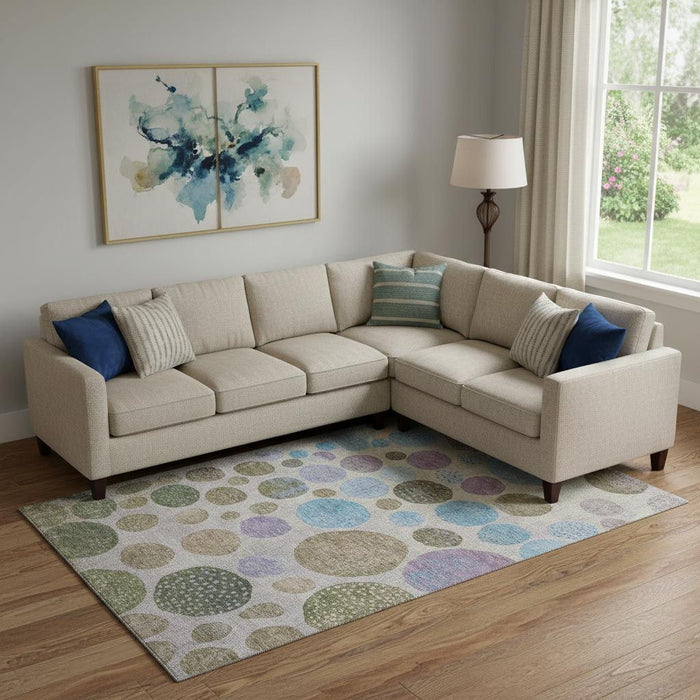 10' X 14' Geometric Washable Area Rug With UV Protection (707473) - Taupe / Blue / Beige