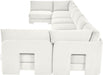 Beige Hammond velvet upholstered 8-piece U-shaped sectional sofa by Meridian Furniture, featuring armless design and plush cushions.